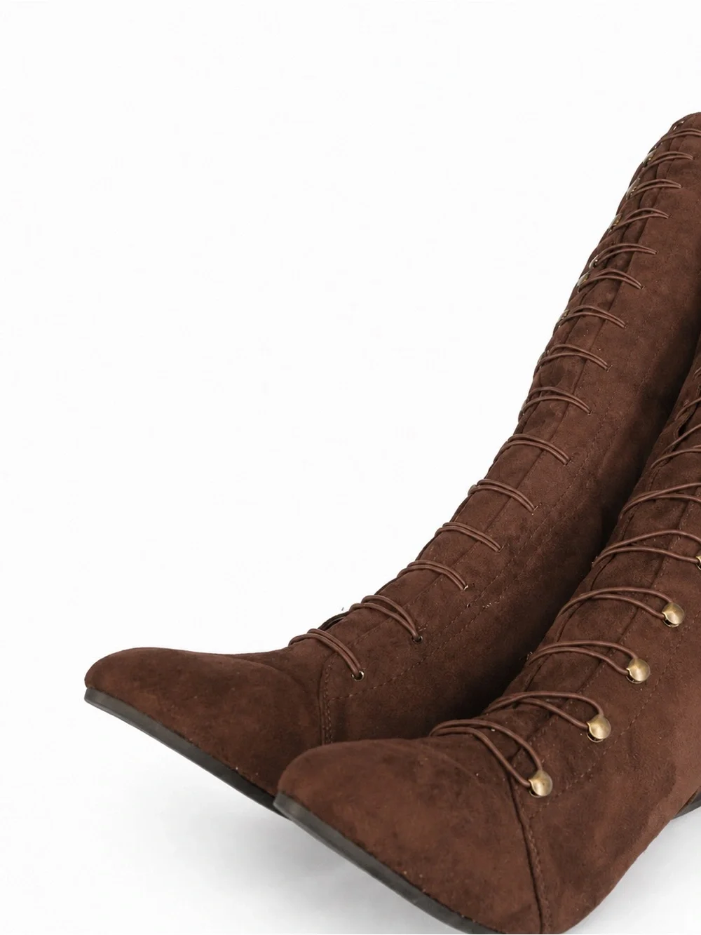 Women's Brown Lace-Up Over-the-Knee Stiletto Boots